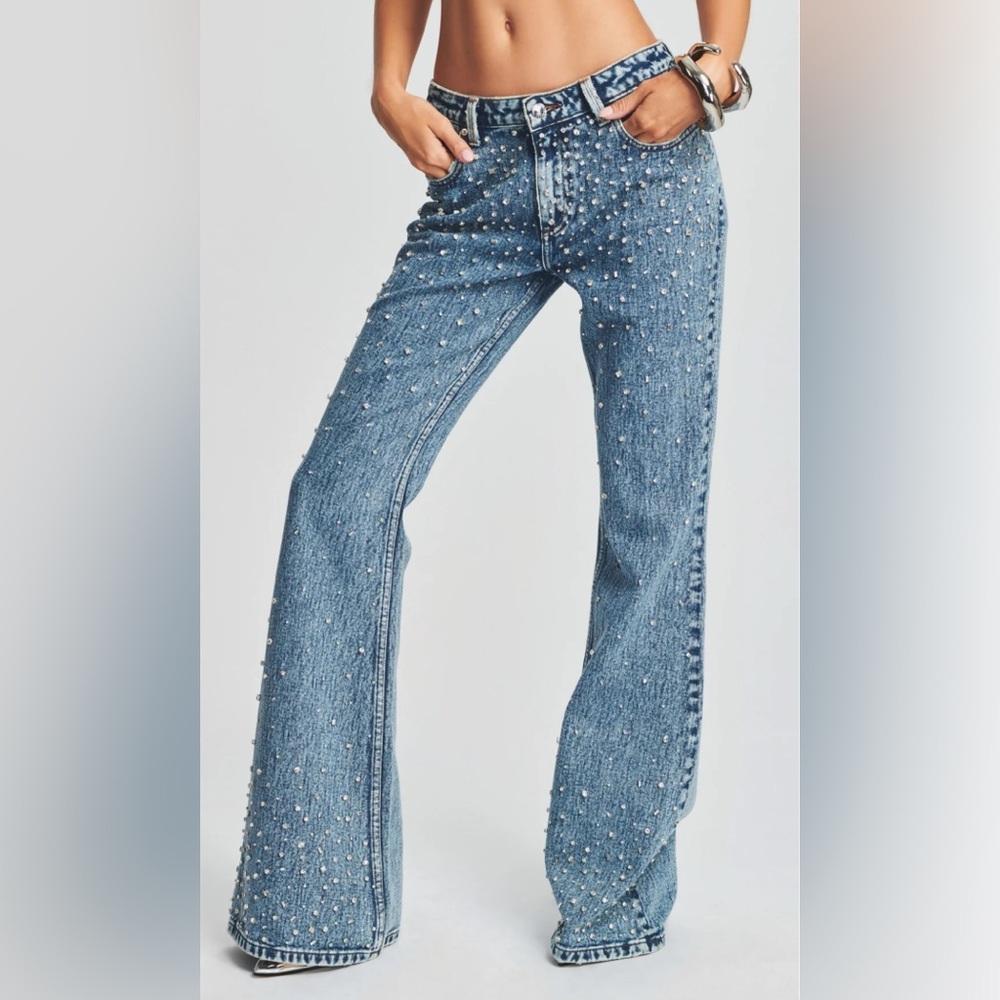 Retrofete Moore Mid Rise Flare Jean in Crystal